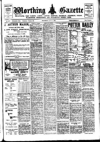 cover page of Worthing Gazette published on June 2, 1926