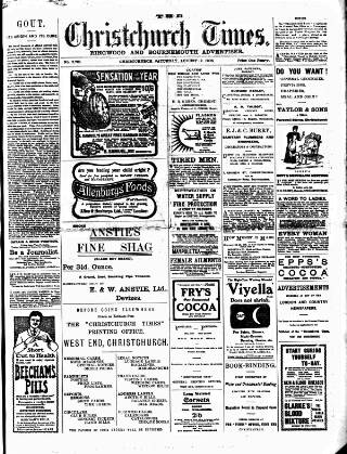cover page of Christchurch Times published on August 12, 1905
