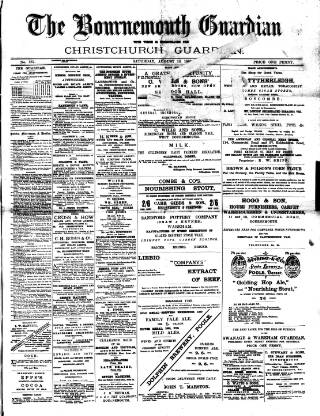cover page of Bournemouth Guardian published on August 13, 1892