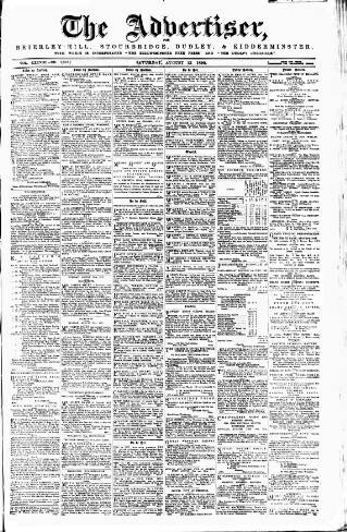 cover page of County Advertiser & Herald for Staffordshire and Worcestershire published on August 13, 1892