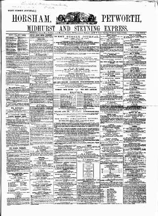 cover page of Horsham, Petworth, Midhurst and Steyning Express published on April 25, 1865