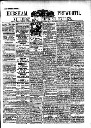 cover page of Horsham, Petworth, Midhurst and Steyning Express published on June 1, 1886