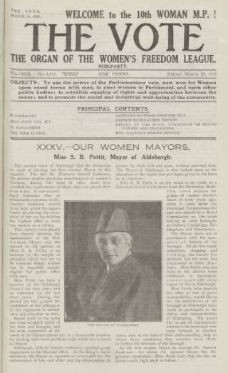 cover page of Vote published on March 29, 1929