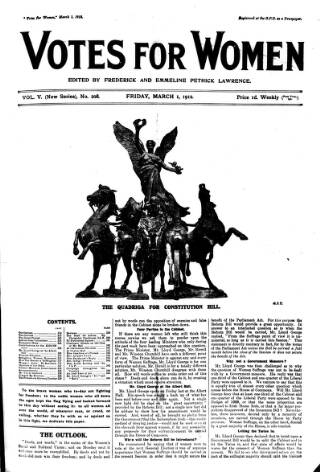 cover page of Votes for Women published on March 1, 1912