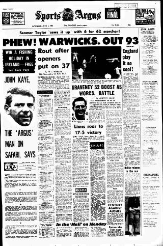 cover page of Sports Argus published on June 1, 1968