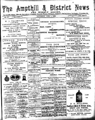 cover page of Ampthill & District News published on June 1, 1895