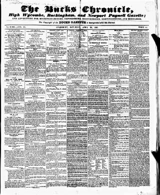 cover page of Bucks Chronicle and Bucks Gazette published on April 26, 1851