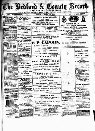 cover page of Bedford Record published on April 19, 1898