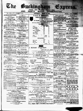 cover page of Buckingham Express published on June 2, 1888