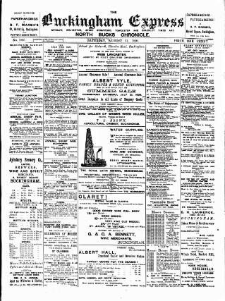 cover page of Buckingham Express published on August 11, 1900
