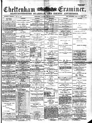 cover page of Cheltenham Examiner published on December 5, 1883