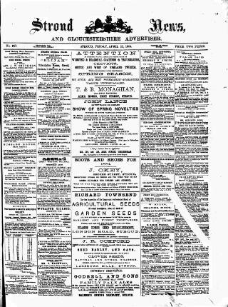 cover page of Stroud News and Gloucestershire Advertiser published on April 25, 1884