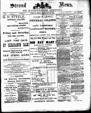 cover page of Stroud News and Gloucestershire Advertiser published on February 24, 1888