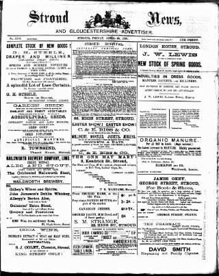 cover page of Stroud News and Gloucestershire Advertiser published on April 25, 1890