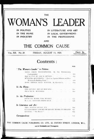 cover page of Common Cause published on August 13, 1920
