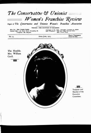 cover page of Conservative and Unionist Women's Franchise Review published on April 1, 1913