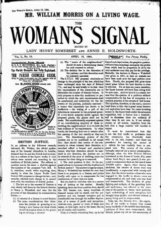 cover page of Woman's Signal published on April 19, 1894