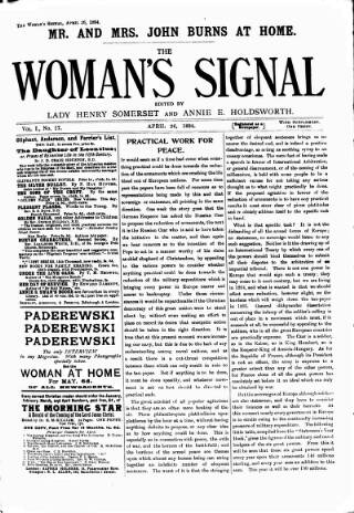 cover page of Woman's Signal published on April 26, 1894