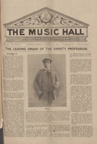 cover page of Music Hall and Theatre Review published on August 13, 1897