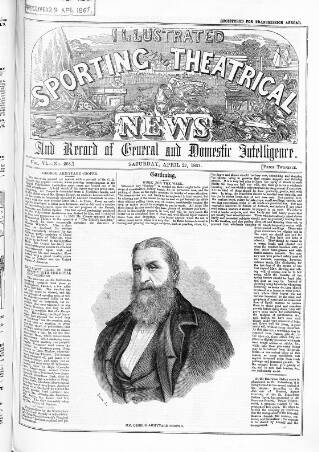 cover page of Illustrated Sporting News and Theatrical and Musical Review published on April 27, 1867