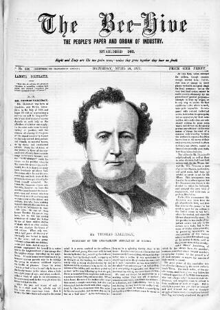 cover page of Bee-Hive published on April 26, 1873