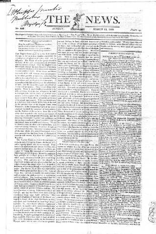 cover page of The News (London) published on March 29, 1818