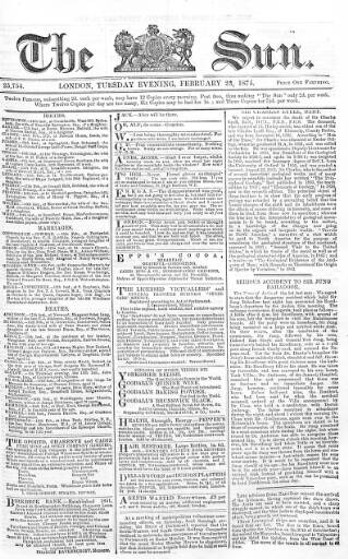 cover page of Sun (London) published on February 23, 1875