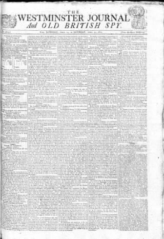 cover page of Westminster Journal and Old British Spy published on April 21, 1810
