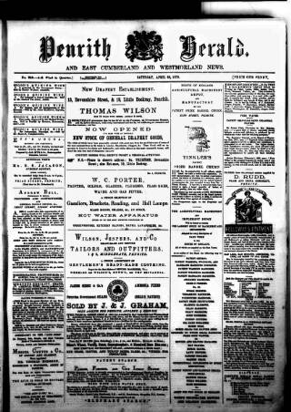 cover page of Cumberland & Westmorland Herald published on April 26, 1873