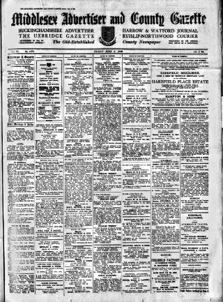 cover page of Uxbridge & W. Drayton Gazette published on June 6, 1930