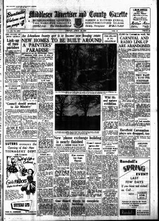 cover page of Uxbridge & W. Drayton Gazette published on April 24, 1953