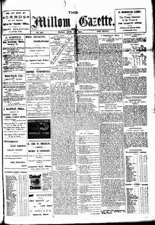 cover page of Millom Gazette published on April 25, 1902