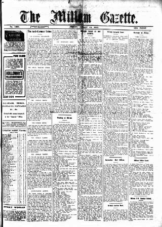 cover page of Millom Gazette published on August 13, 1915