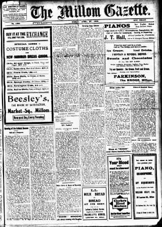 cover page of Millom Gazette published on April 27, 1923