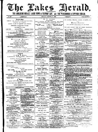 cover page of Lakes Herald published on August 11, 1893