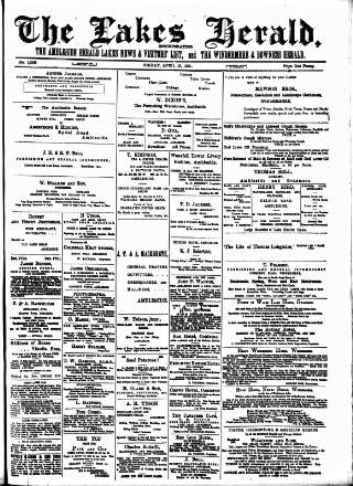 cover page of Lakes Herald published on April 19, 1901