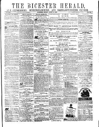 cover page of Bicester Herald published on April 18, 1873