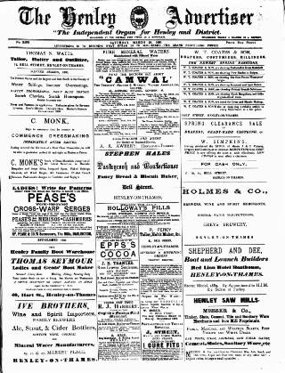 cover page of Henley Advertiser published on March 28, 1891