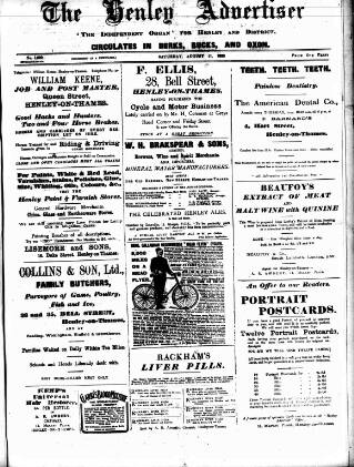 cover page of Henley Advertiser published on August 11, 1906