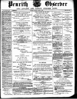 cover page of Penrith Observer published on April 26, 1898