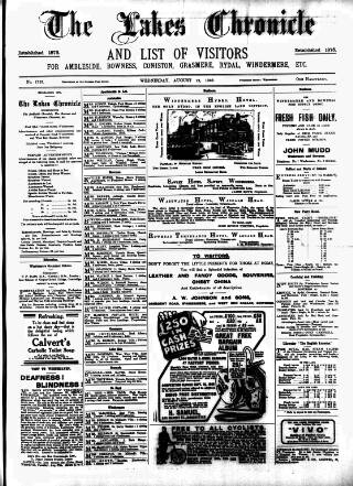 cover page of Lakes Chronicle and Reporter published on August 12, 1908