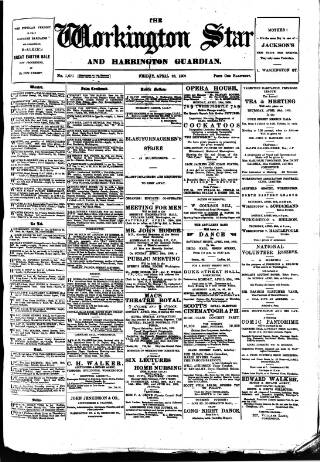 cover page of Workington Star published on April 23, 1909