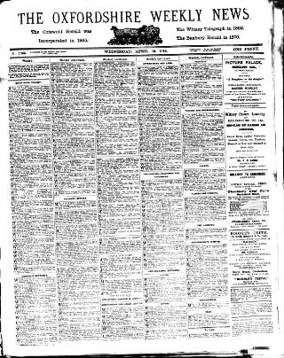 cover page of Oxfordshire Weekly News published on April 19, 1916