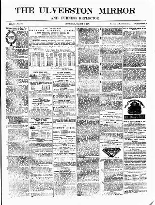 cover page of Ulverston Mirror and Furness Reflector published on March 1, 1879