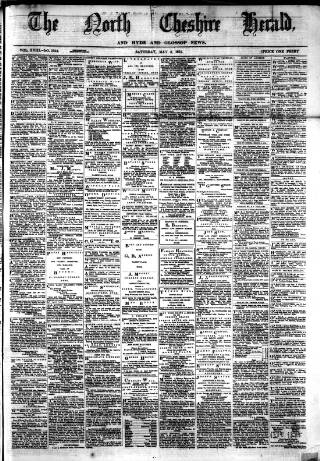 cover page of Hyde & Glossop Weekly News, and North Cheshire Herald published on May 2, 1874