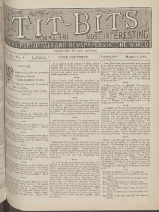 cover page of Tit-bits published on March 18, 1882