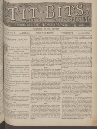 cover page of Tit-bits published on April 8, 1882