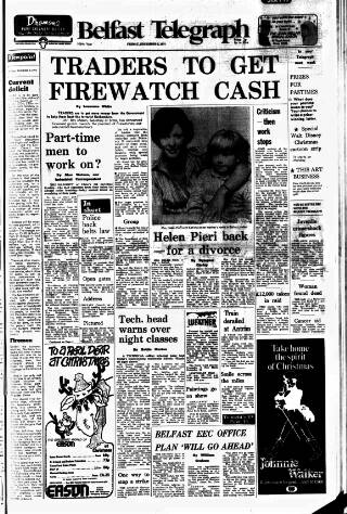 cover page of Belfast Telegraph published on December 2, 1977
