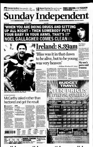 cover page of Sunday Independent (Dublin) published on June 2, 2002