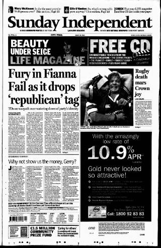 cover page of Sunday Independent (Dublin) published on March 28, 2004